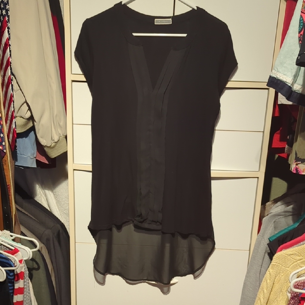 Pleione Charcoal Sheer Blouse